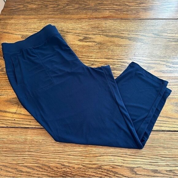 Attitudes By Renee Semi-Fitted Ankle Length Pull On Pants Navy Womens Petite 1XP - Picture 2 of 8